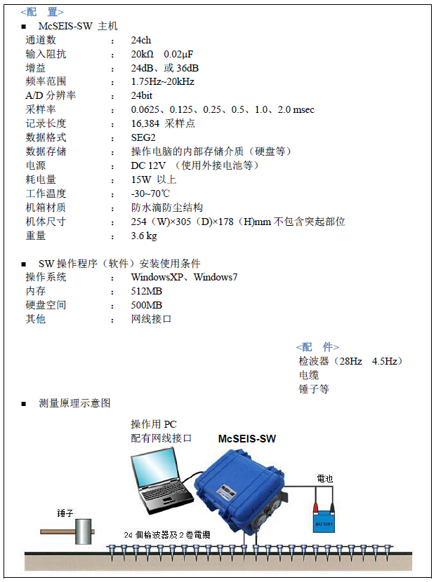 McSEIS-SW,高精度浅层地动仪,地动仪,24通道地动仪,工程地动仪,浅层地动纪录仪